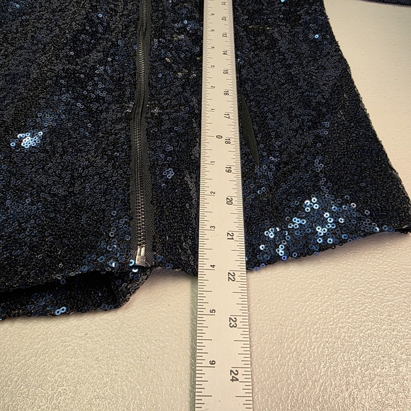 Colleen Lopez Women's Luxe Sequin Moto Jacket Blue Size 1X - Picture 5 of 6